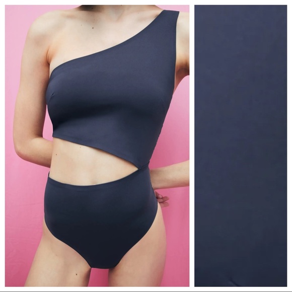 NWT. Zara Gray Cut-out Laser Cut Swimsuit. Size S. - Picture 4 of 12